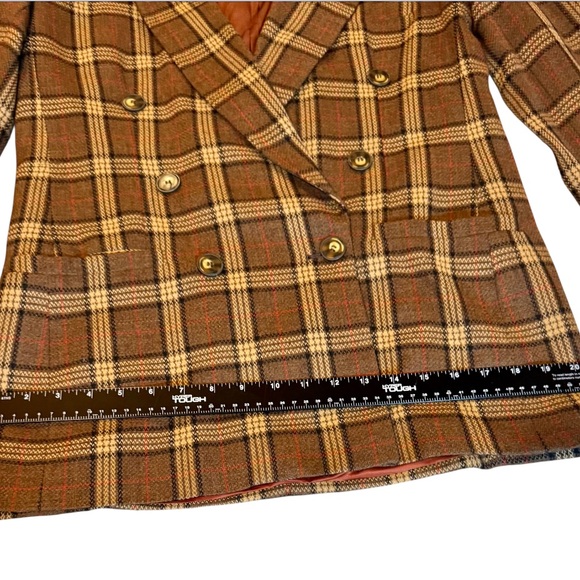 Vintage 80s Evan Picone Brown Plaid Double-Breasted Blazer M flaws 2 for $30 - Picture 16 of 16
